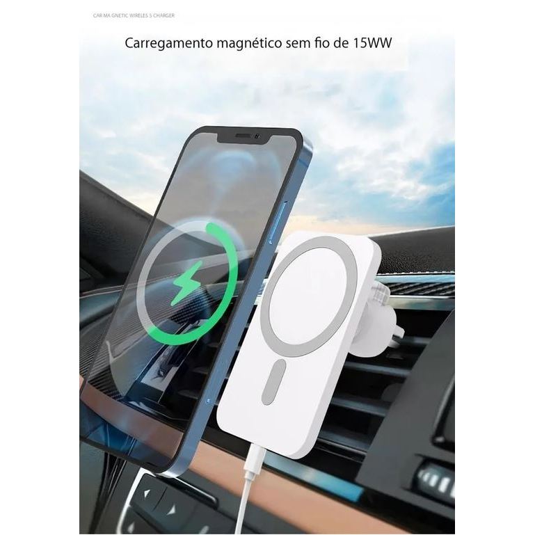 Carregador Suporte Sem Fio para Carro 15W para Magsafe para iPhone