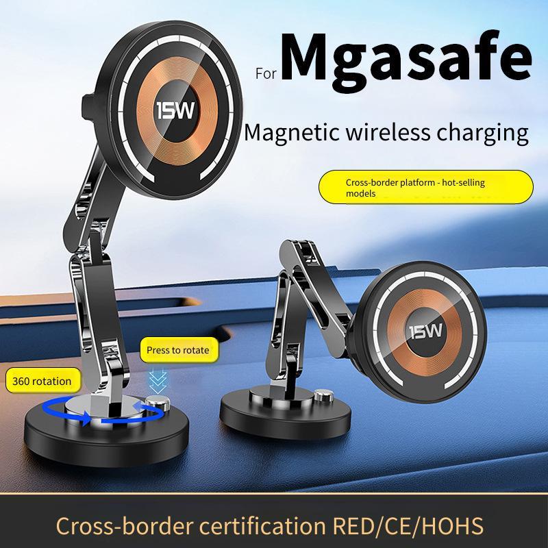 Magsafe Magnético De Carregamento Sem Fio Carro Suporte Do Telefone Móvel 15w Rápido Navegação Ventosa Painel Rack
