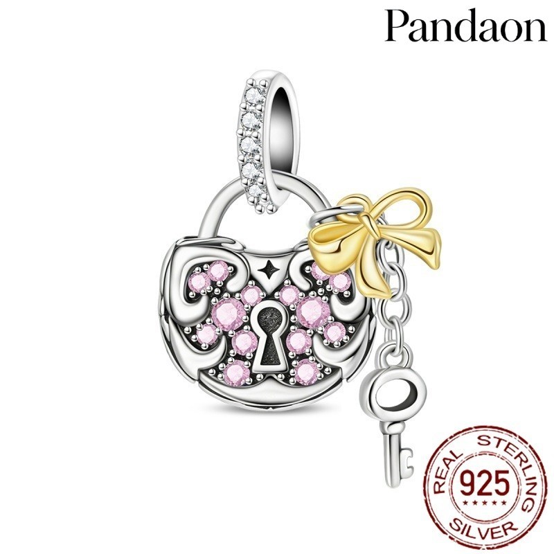 Jóias originais charme 925 prata chave bloqueio pingente senhoras moda DIY pulseira presente de aniversário presente do