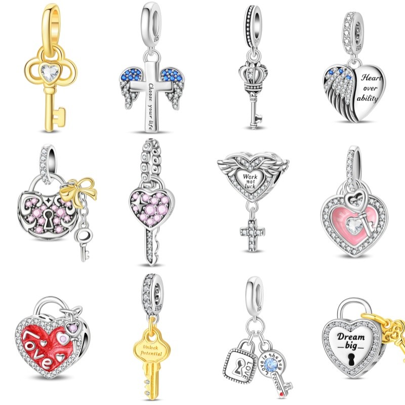 Pulseira Original charme S925 prata esterlina amor bloqueio pingente chave adequado para pulseira DIY pingente presente