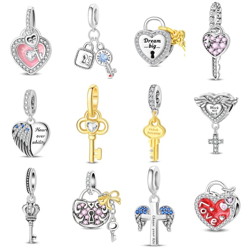 Pulseira Original charme S925 prata esterlina amor bloqueio pingente chave adequado para pulseira DIY pingente presente