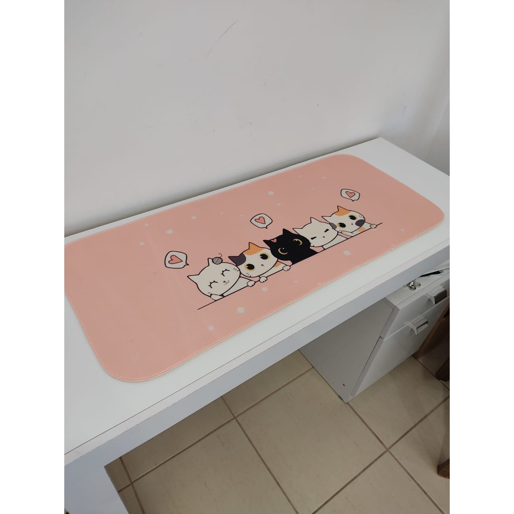 Mouse Pad Gamer Gatinhos Extra Grande 90x40 70x30 60x40 gatos gatinho Personalizado borda costurada gato speed mousepad