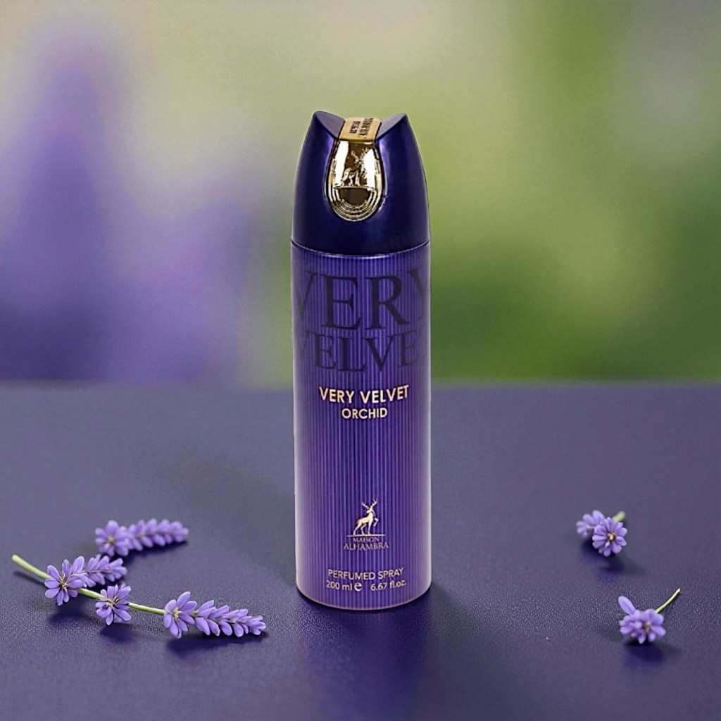 Body Spray Very Velvet Orchid Maison Alhambra 200 ml – Feminino, Floral Oriental Sofisticado e Elegante