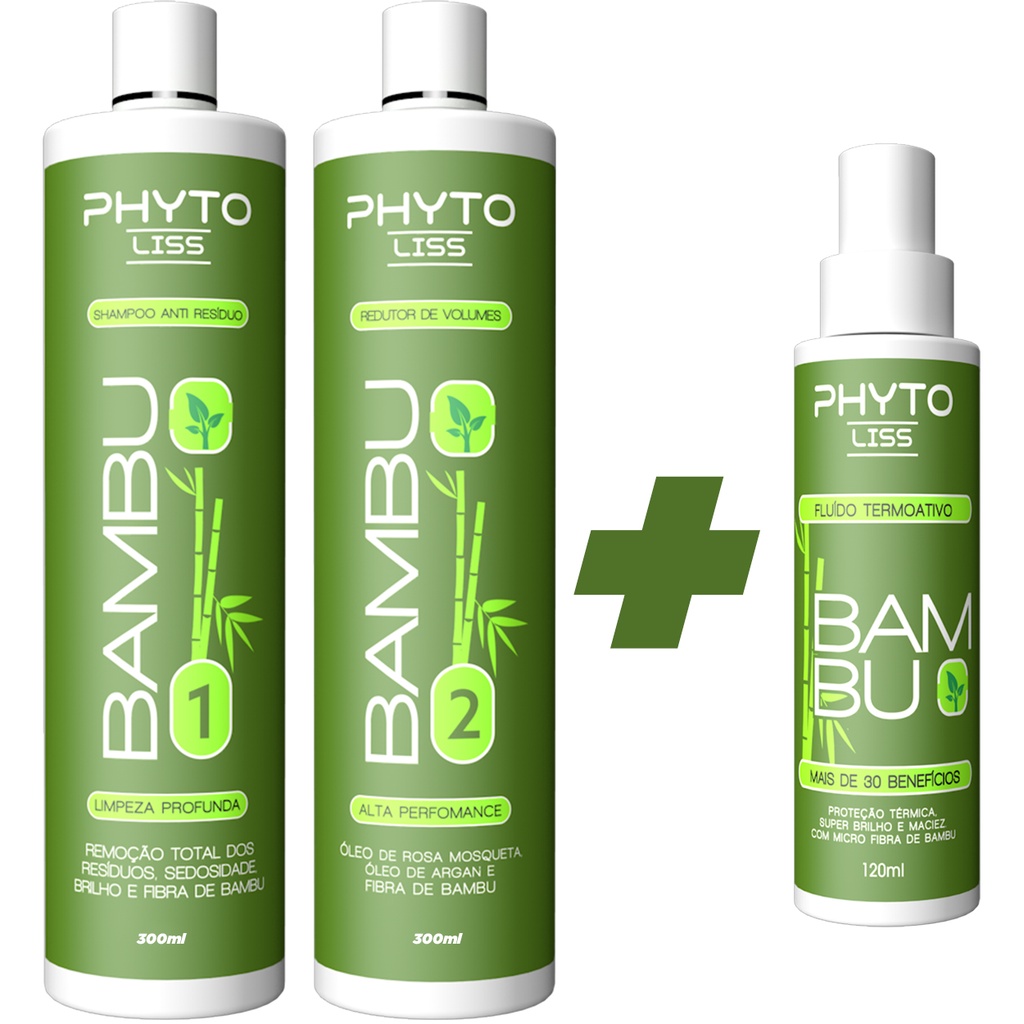 Kit  Fibra de Bambu Selagem Sem Formol Orgânica | Phyto Liss 300ml + Protetor Térmico