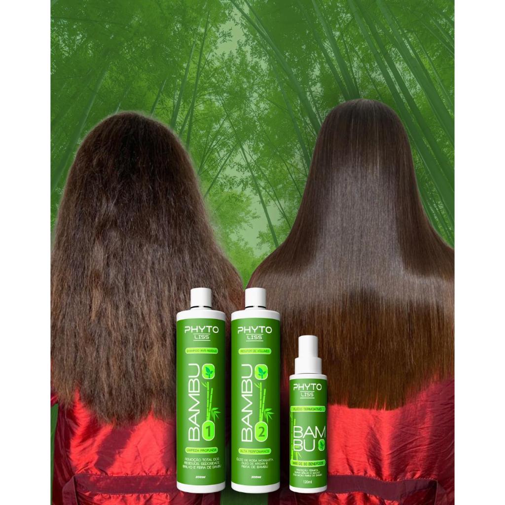 Kit Fibra de Bambu Selagem Sem Formol Orgânica | Phyto Liss 300ml + Protetor Térmico