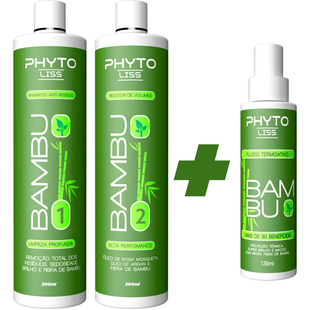 Kit Selagem Sem Formol Orgânica | Fibra de Bambu 🎍 Phyto Liss 300ml + Protetor Térmico!