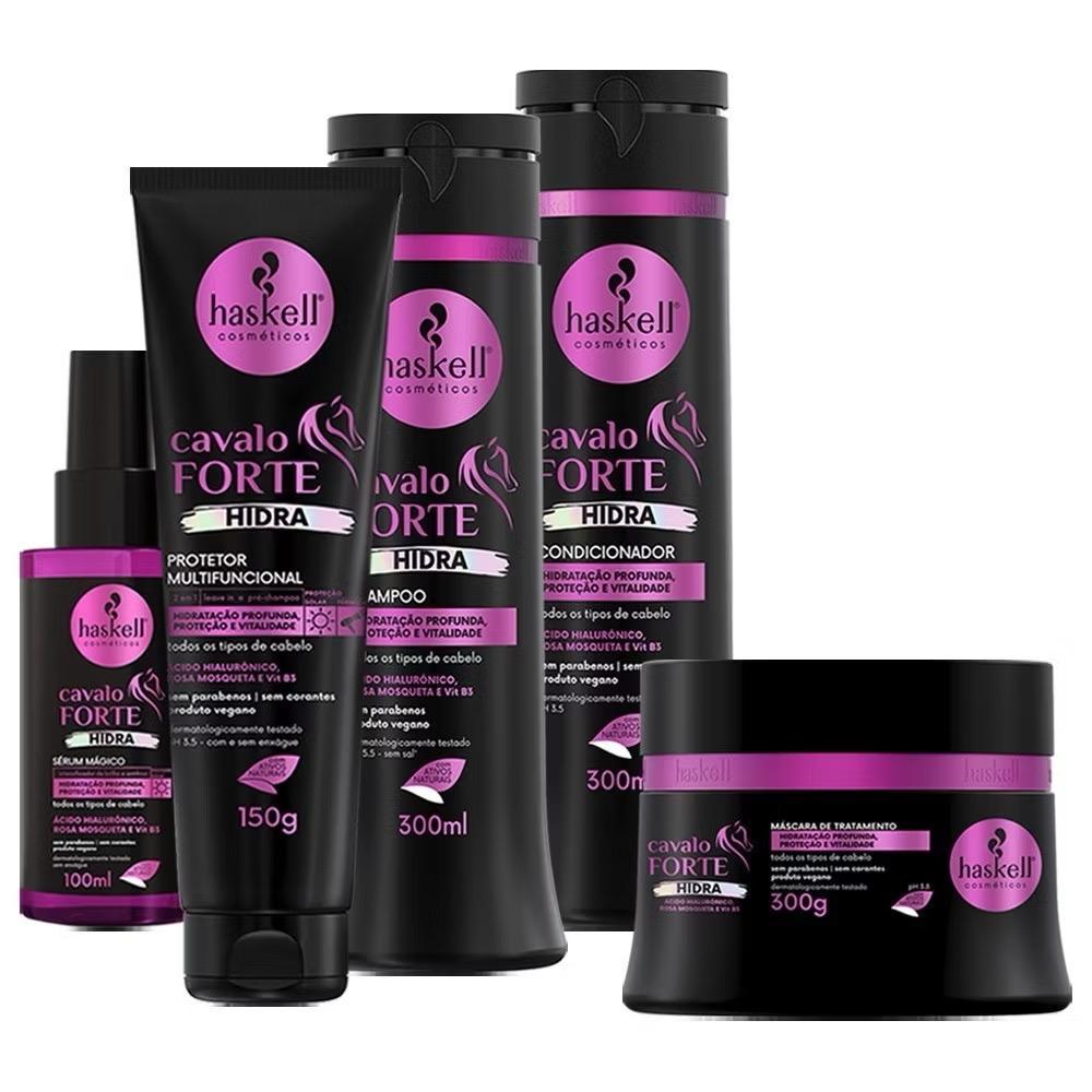 Sh Cond 300ml Másc 300gr + Protetor 150gr + Sérum 100ml Cavalo Forte Hidra Haskell