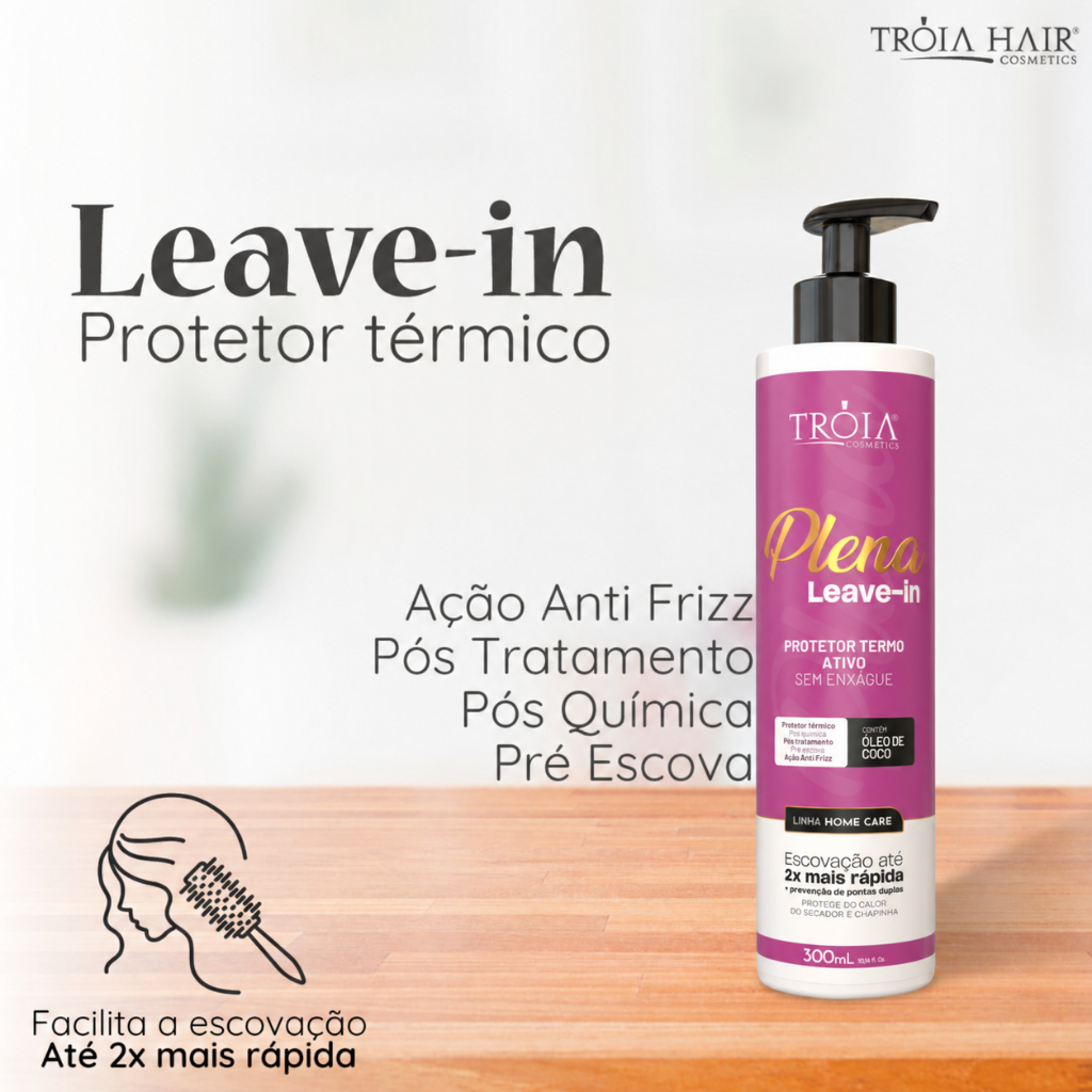 Protetor térmico Leave-in Plena 300ml - Troia Hair