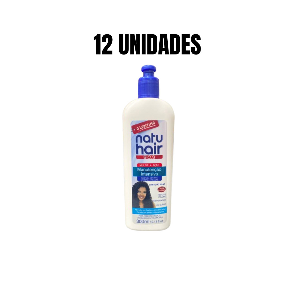 Kit C/12 Creme de Pentear Natu Hair Manutenção Intensiva 300ml