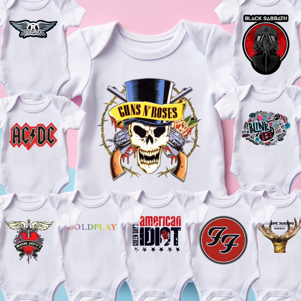 Body Bebê Personalizado - ROCK AC DC AEROSMITH ENTRE OUTRAS BANDAS -👶✨ Preço baixo