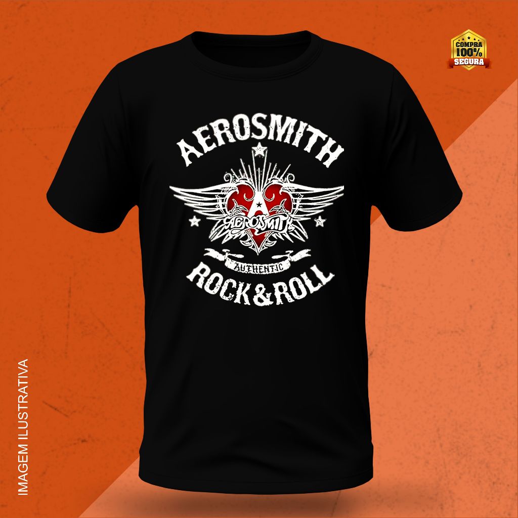 Camiseta Camisa Aerosmith Banda de Rock Blusa unissex 100% Algodão Envio Imediato