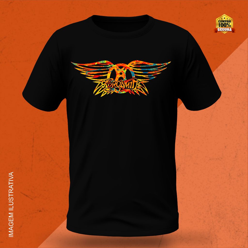 Camiseta Infantil e Adulto Aerosmith Banda de Rock Blusa T-shirt Unissex 100% Algodão