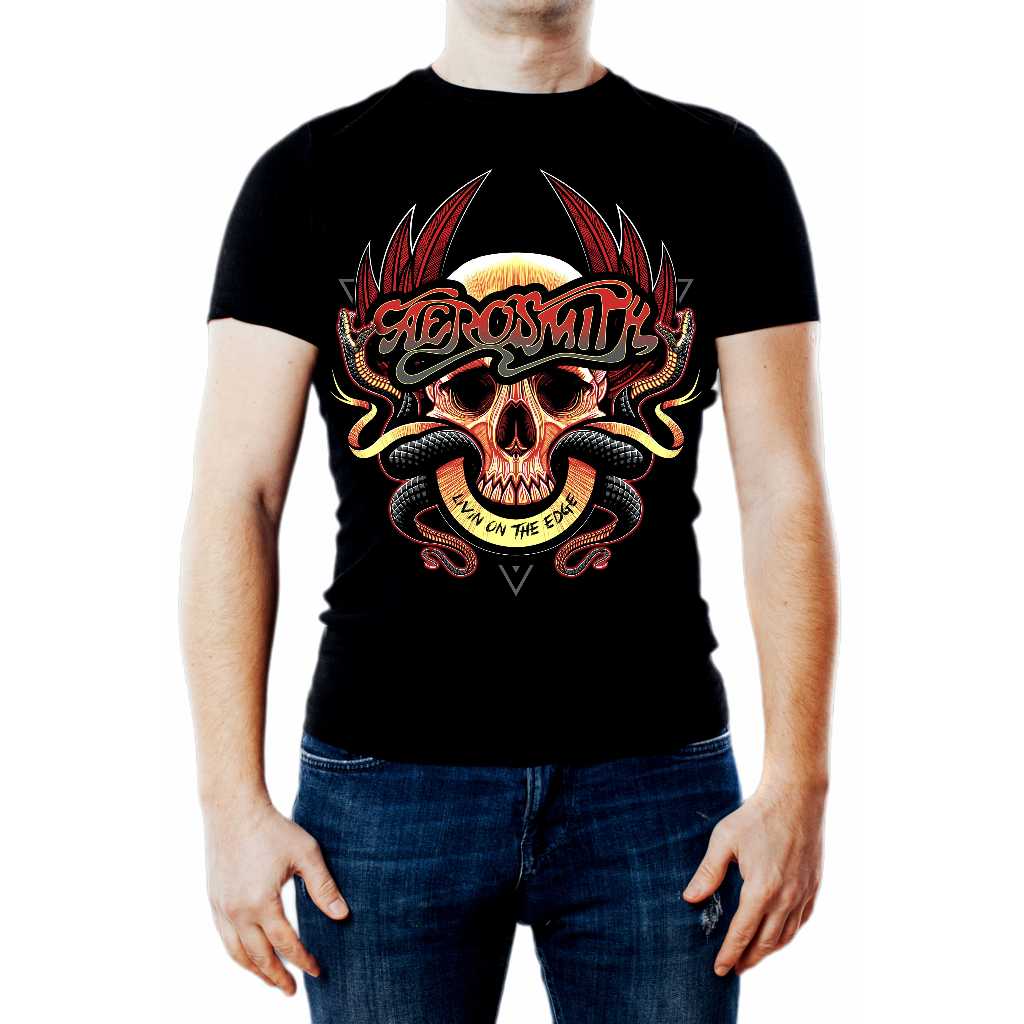 Camiseta Aerosmith - Livin' on The Edge - banda rock hard-rock Steve Tyler