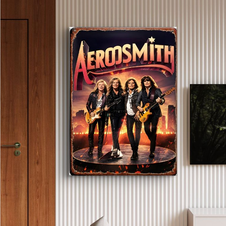 Quadro Aerosmith MDF 110x70cm Banda Rock Clássico Decorativo