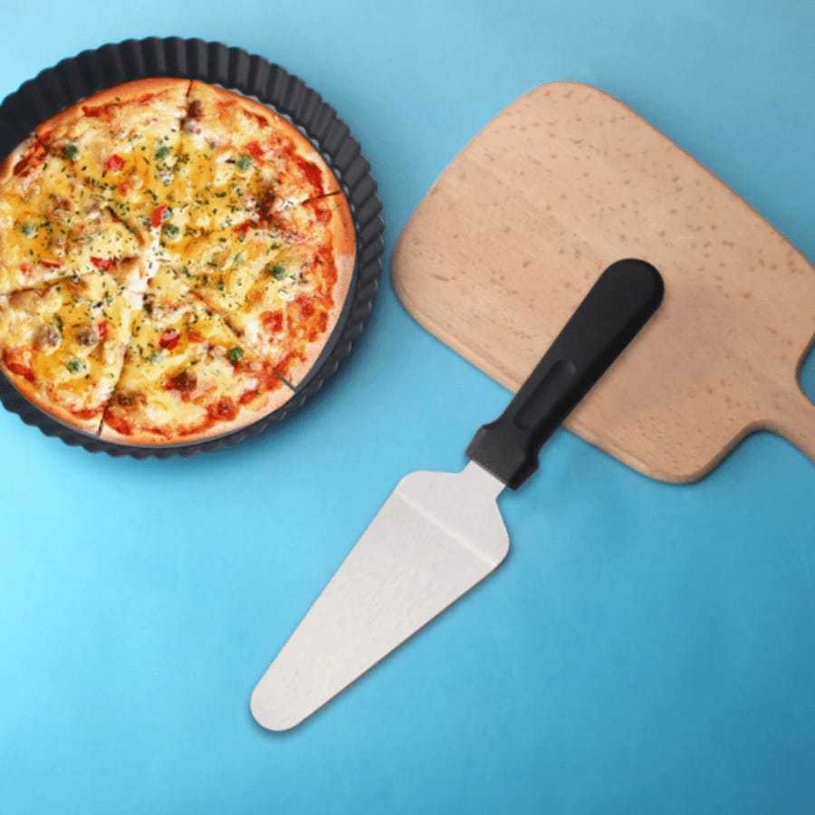 Esp á tula triangular port á til de aço inoxid á vel para pizza  KL-3035