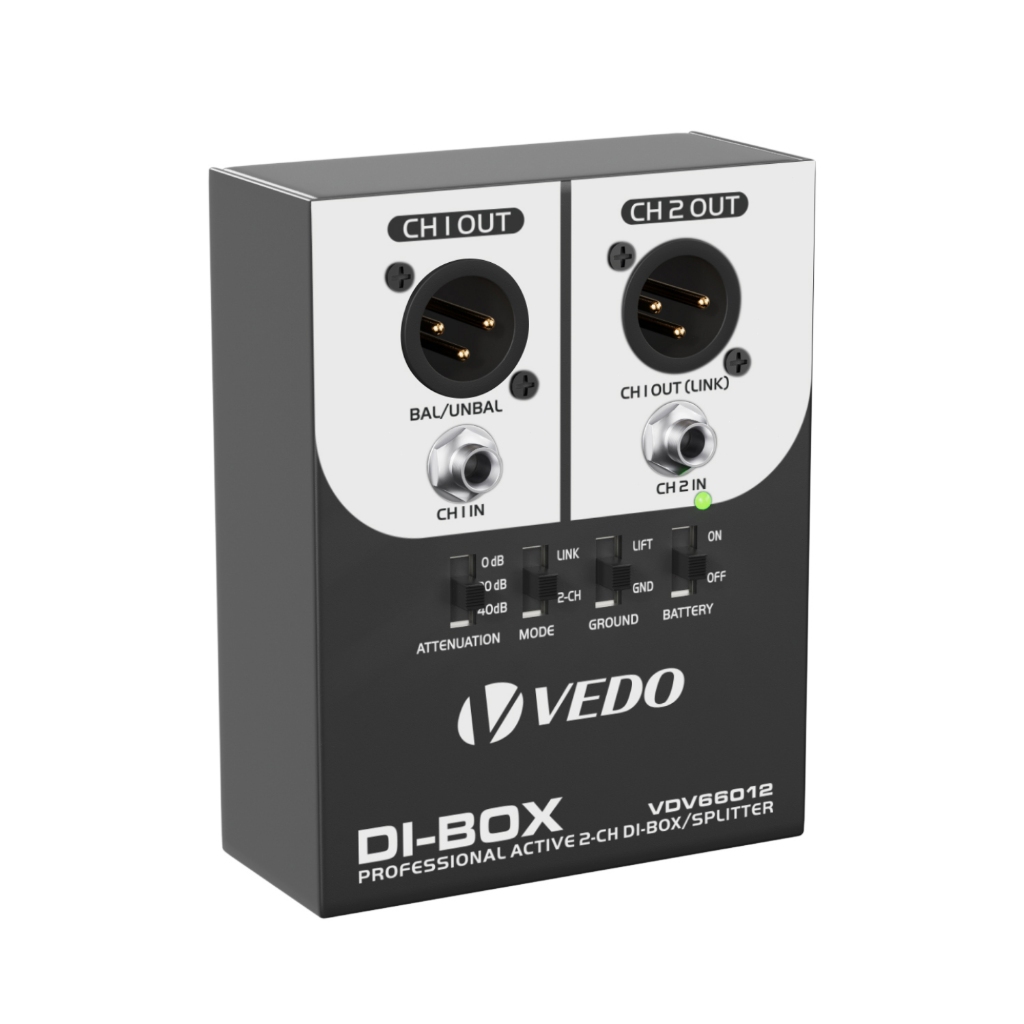 Direct Box Ativo 2 Canais Di20 110V/220V Com Ground Lift na Saída para Equipamentos de Gravação Estúdio de Som ao Vivo