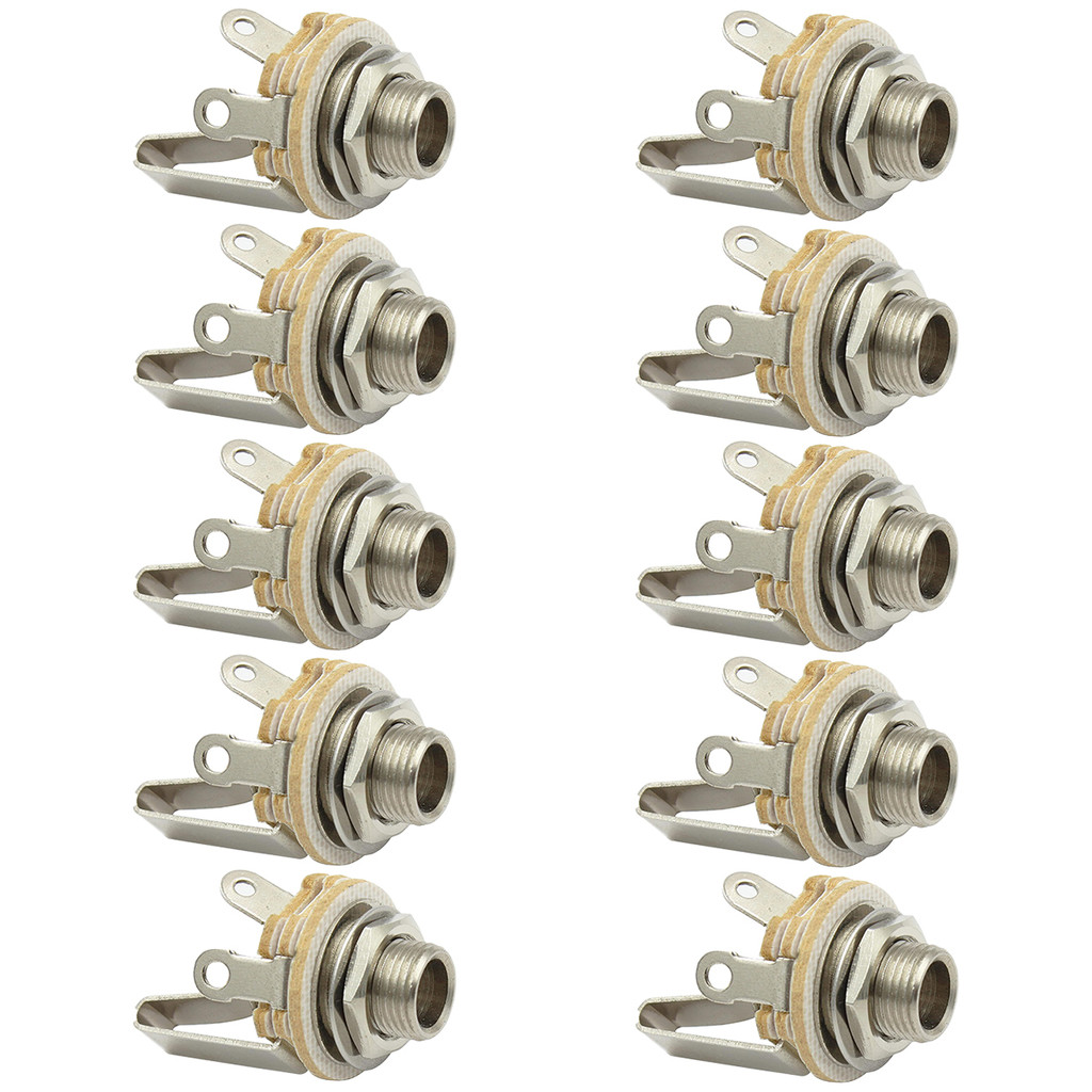 Kit Com 10 Jacks Conectores P10 Mono Fechado Para Equipamentos de Áudio