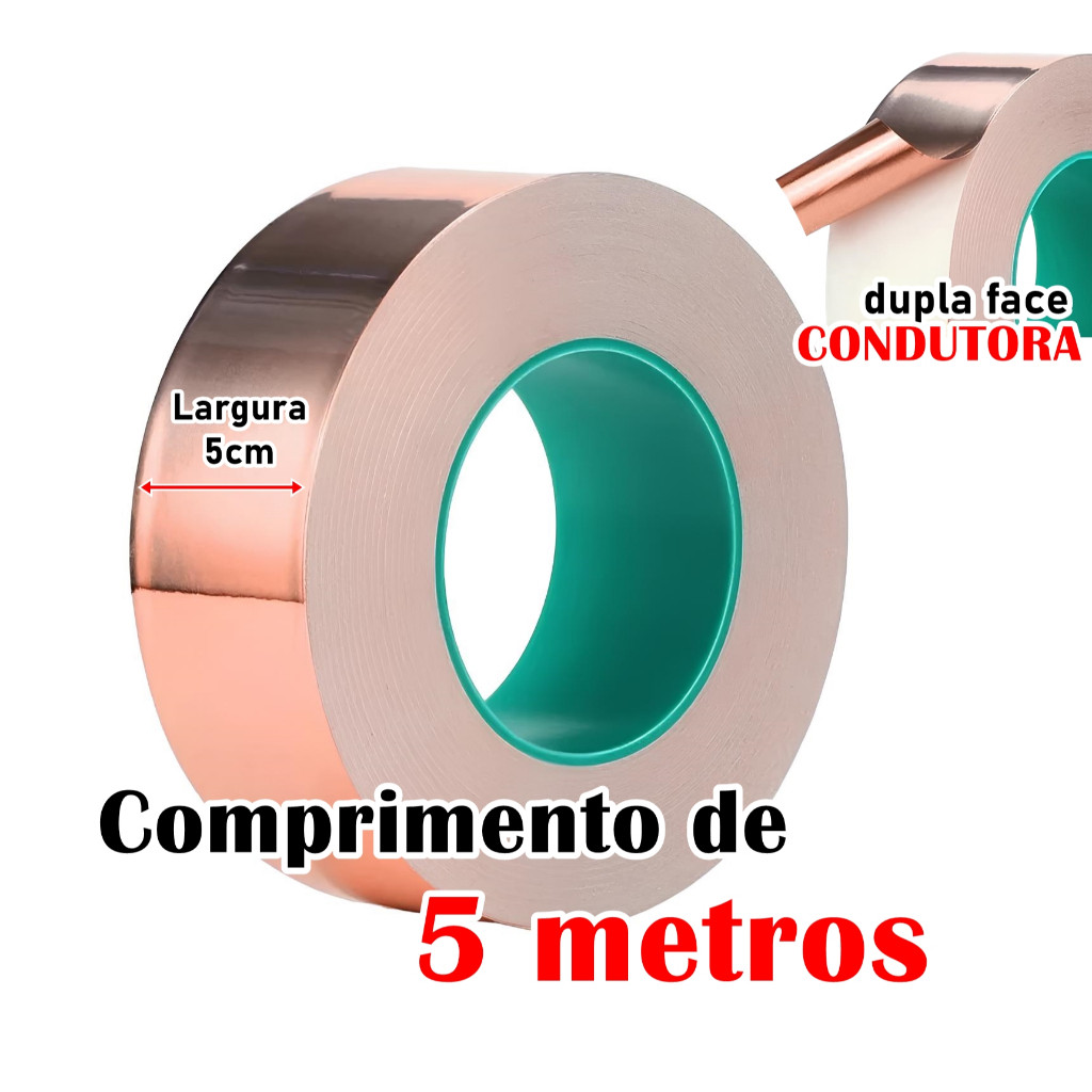 Fita Adesiva Condutiva Cobre Blindagem Guitarra Baixo 5 Metros X 5cm Equipamentos Eletrônicos