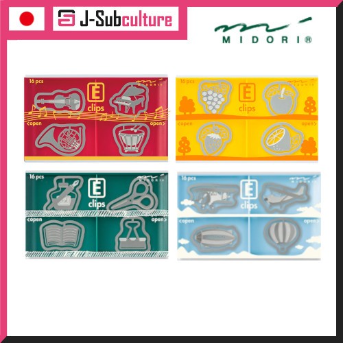 Designphil Midori Etched Paper Clips 16 pieces / Fruit  / Instrument /Air Vehicle /Stationery [Direct From Japan]