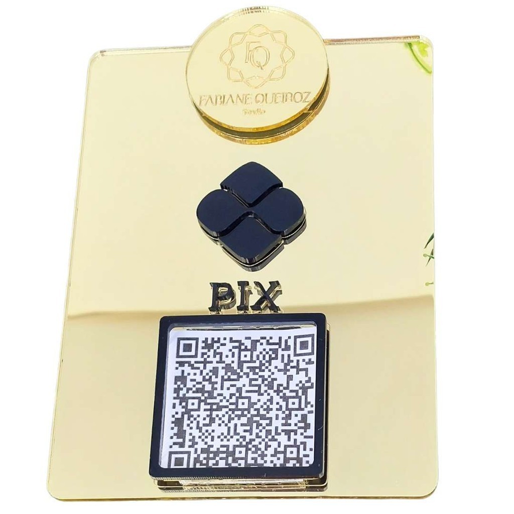 Placa Qr code Pix Personalizada - Display de Mesa interativo Acrílico Espelhado