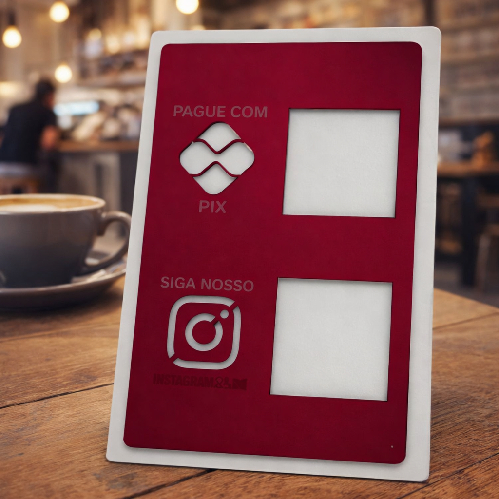 Placa Pix Instagram em Acrílico Personalizada Diversas Cores  Perfeita para Mesa, Balcão ou Loja  Frete Grátis