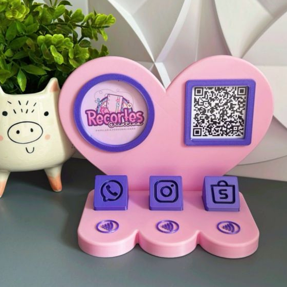 Suporte Placa Pix QR Code + NFC Pagamentos e Redes Sociais – Personalizado e Criativo 💖
