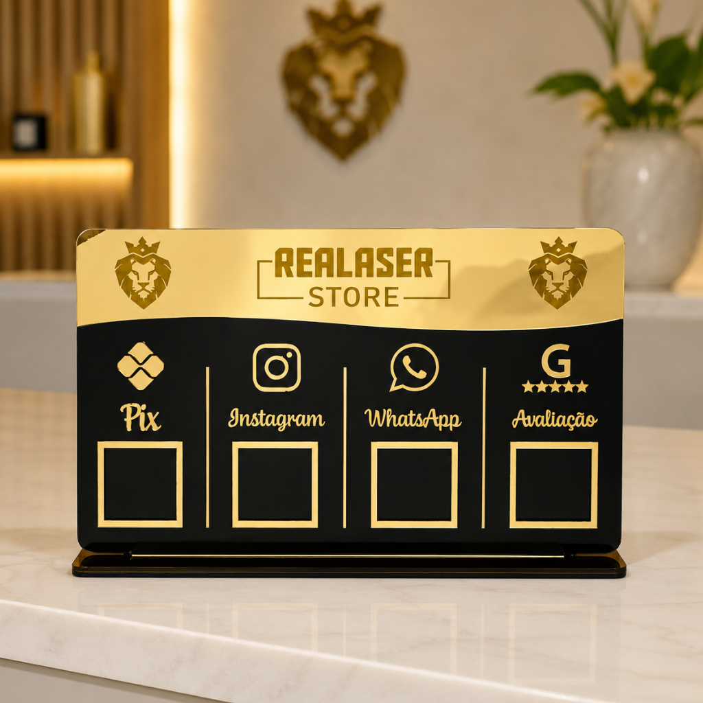 Placa Display Mesa QRCode Personalizada Premium em Acrílico Mesa Balcão Pagamento