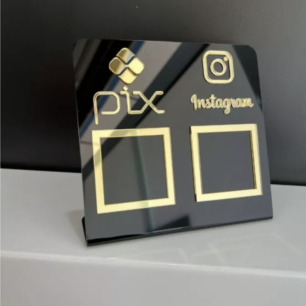 Placa Pix Instagram Personalizada Acrílico QR Code Mesa Balcão