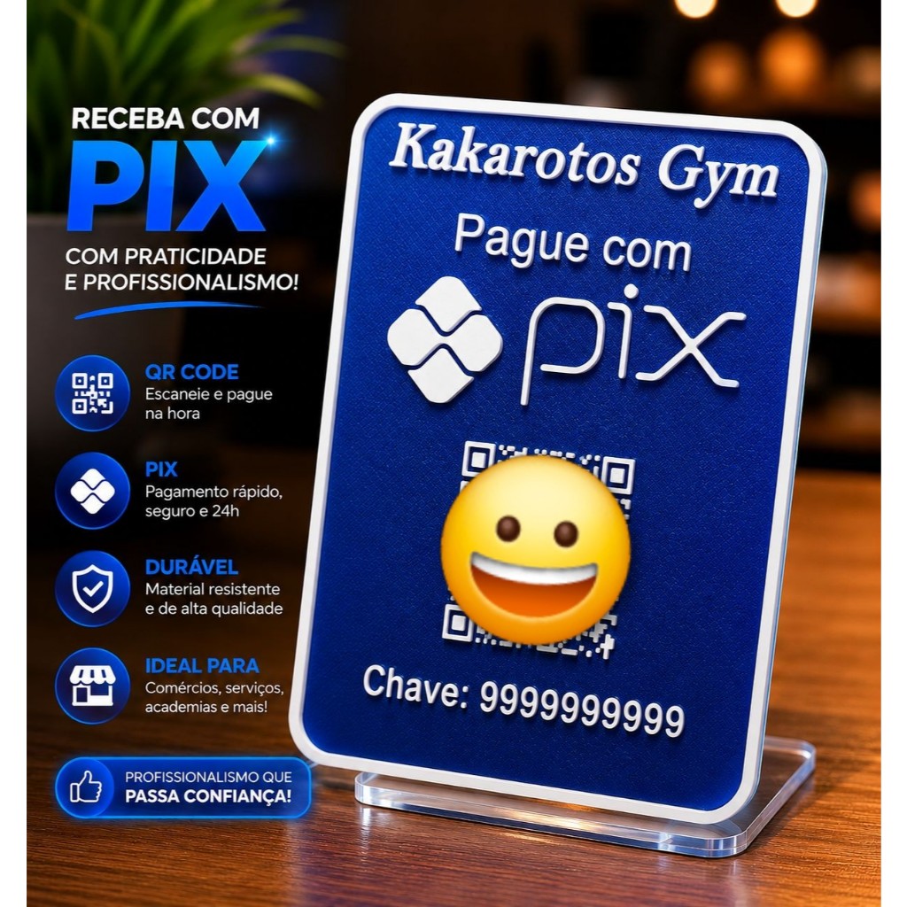 Placa Pix Personalizada com QR Code em Alto Relevo para Loja Comércio e Empresa impressão 3D Premium
