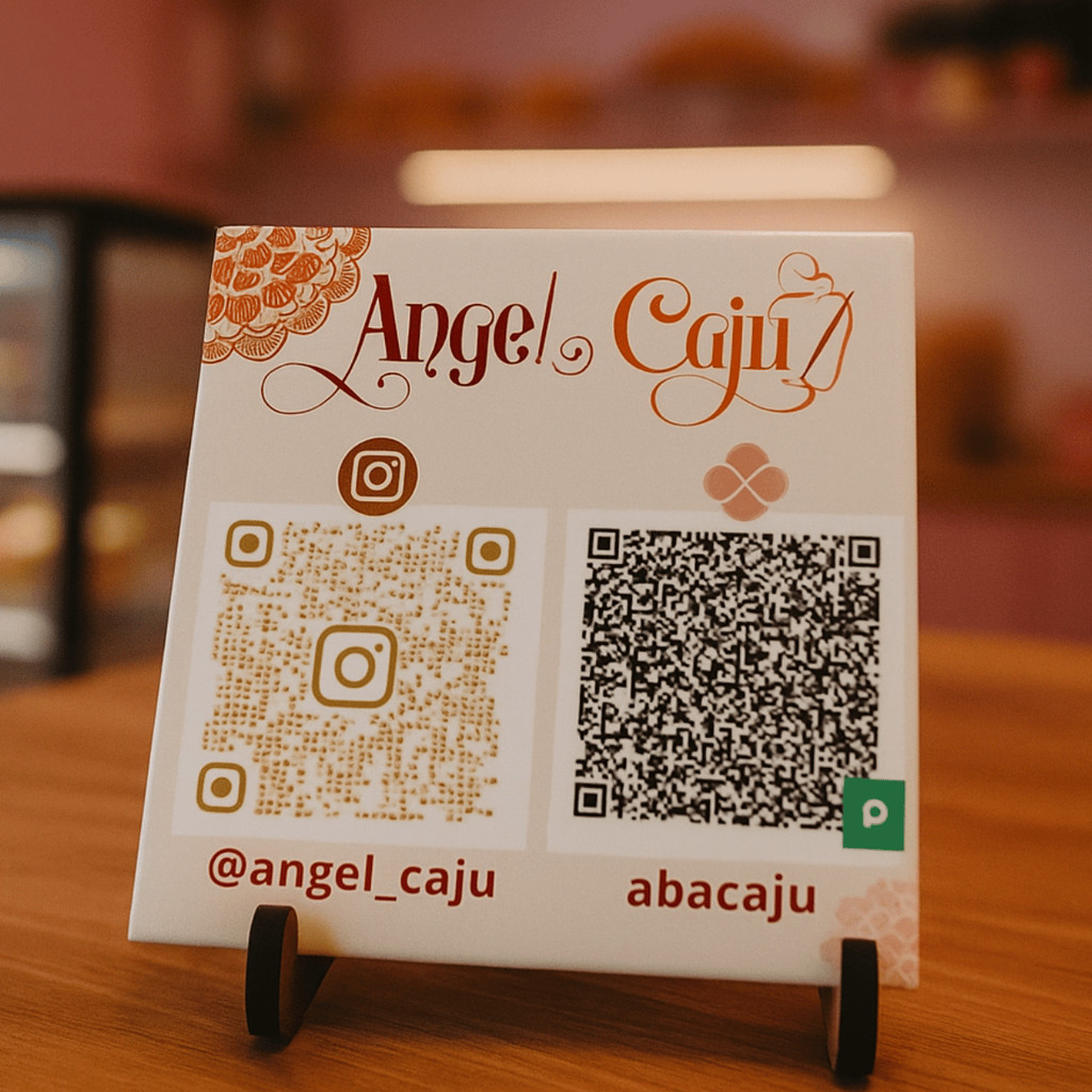 Placa PIX Azulejo Qr code para loja Personalizado Código Instagram Comércio Mesa Balcão