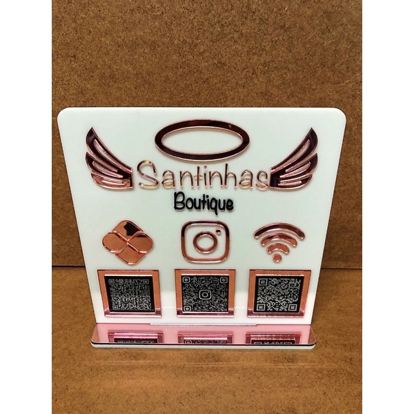 Placa de qr code pix personalizado em acrílico espelhado logotipo