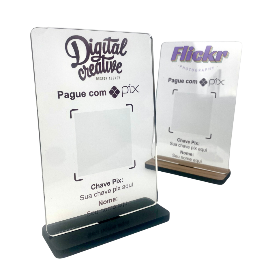 Placa Pix - Acrílico Transparente - Qr Code / Google / Wifi / Insta - Personalizada