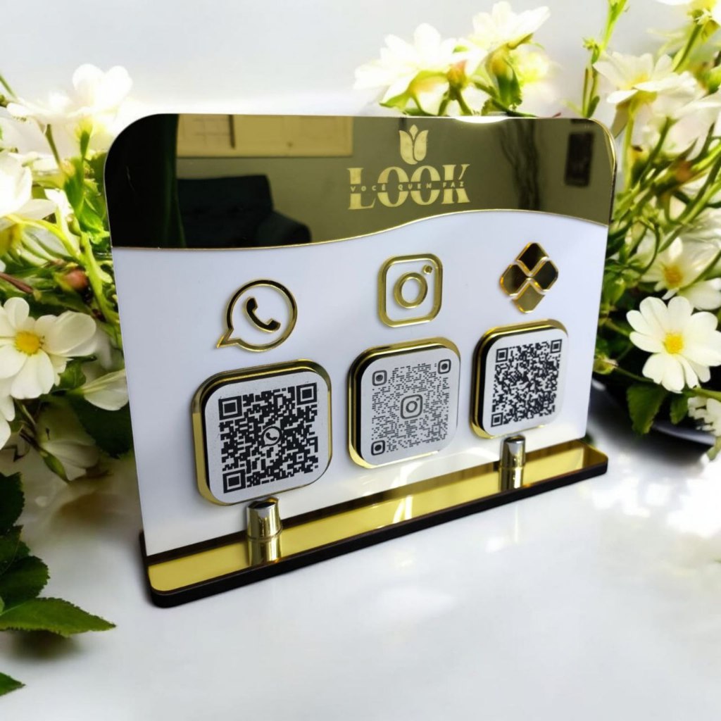 Placa Pix Personalizada em Acrílico com 3 Funções - Adicione um Toque de Estilo na sua loja!