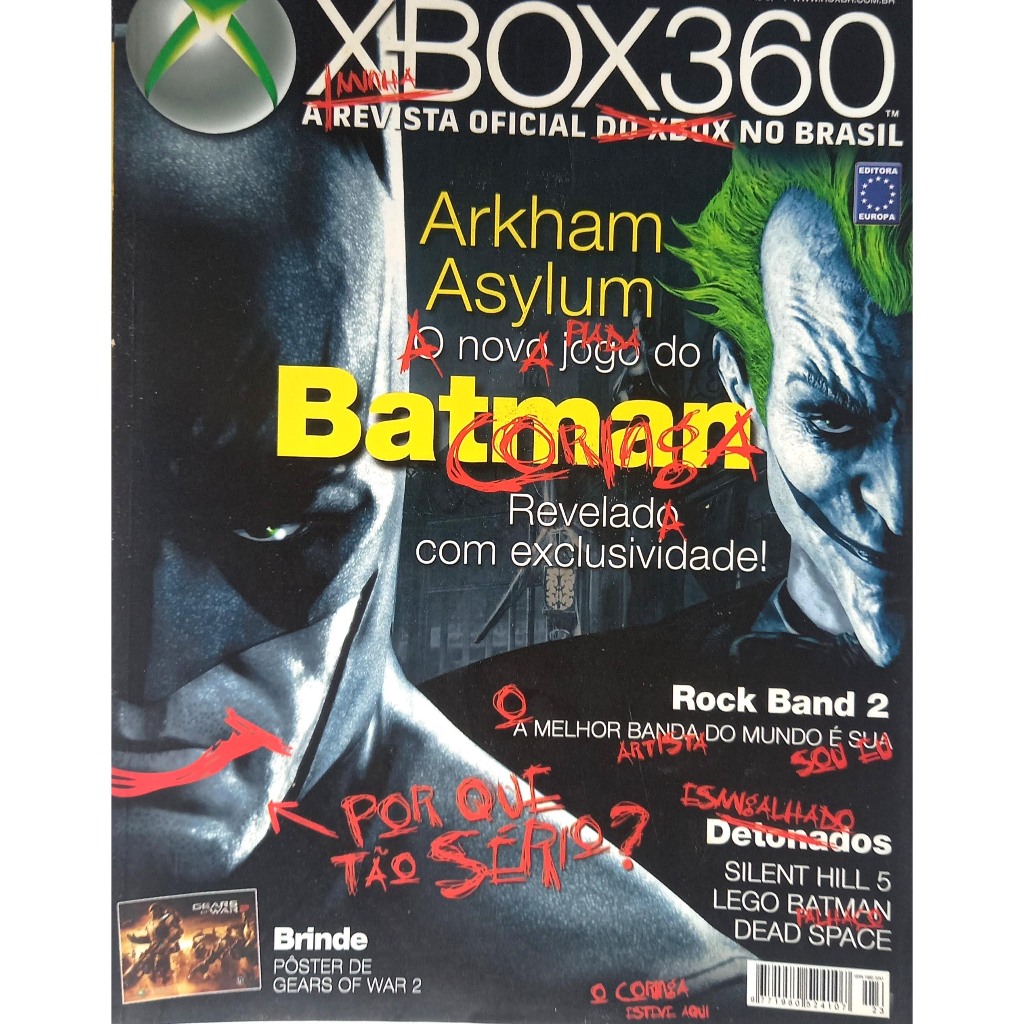 Revista de videogame XBOX 360 Brasil 23 - Batman Arkham Asylum - Dead Space - Silent Hill Homecoming - Editora Europa