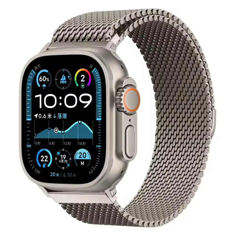 Pulseira Metal Milanese Inoxidável de Ultra Apple SmartWatch Série 11 ao SE Loop 49mm,46mm,41mm,40mm