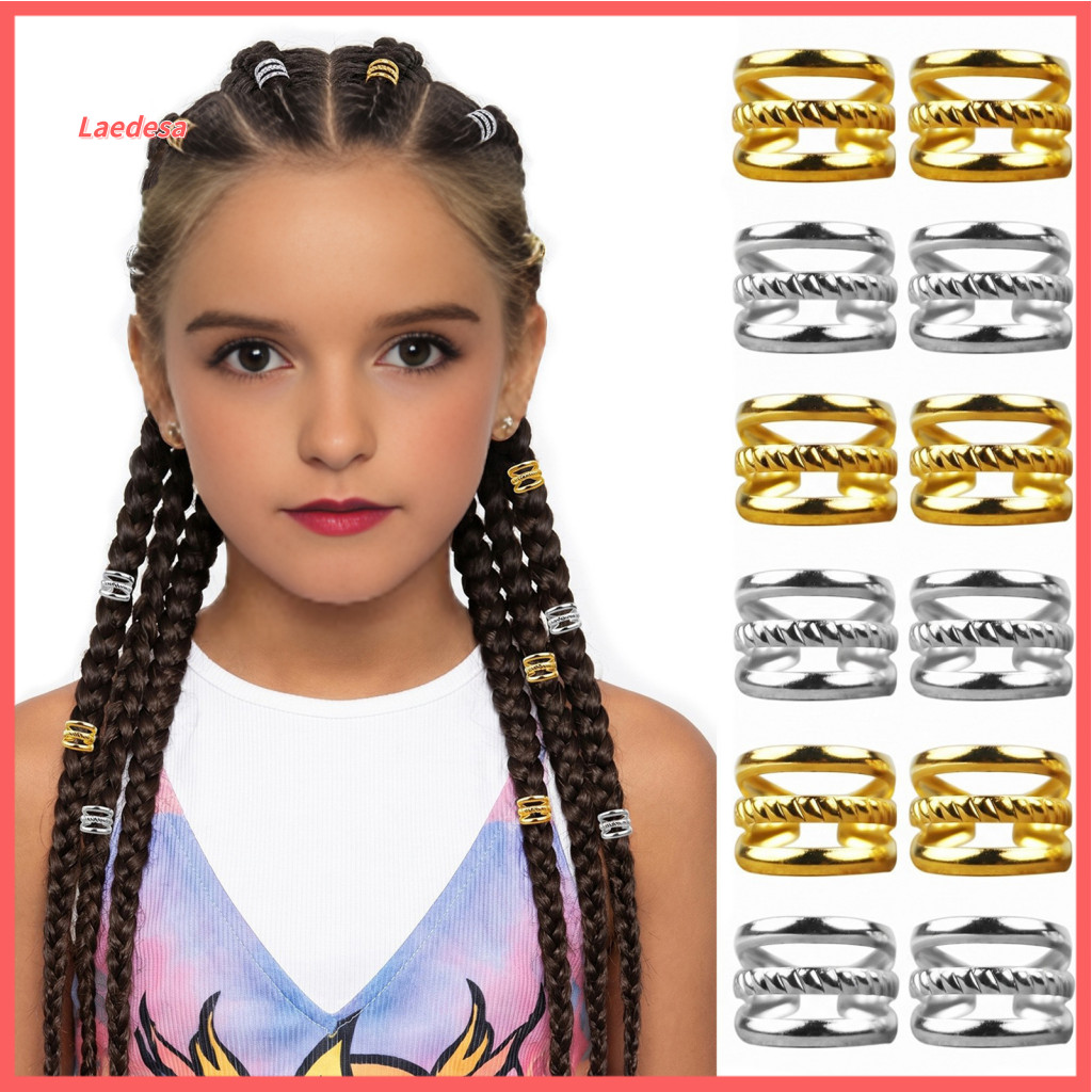 Dreadlock Hair Accessories Ear Cuffs for No Piercing 100pcs Rings Lightweight Open Design Metal Braids Hollow Twist for