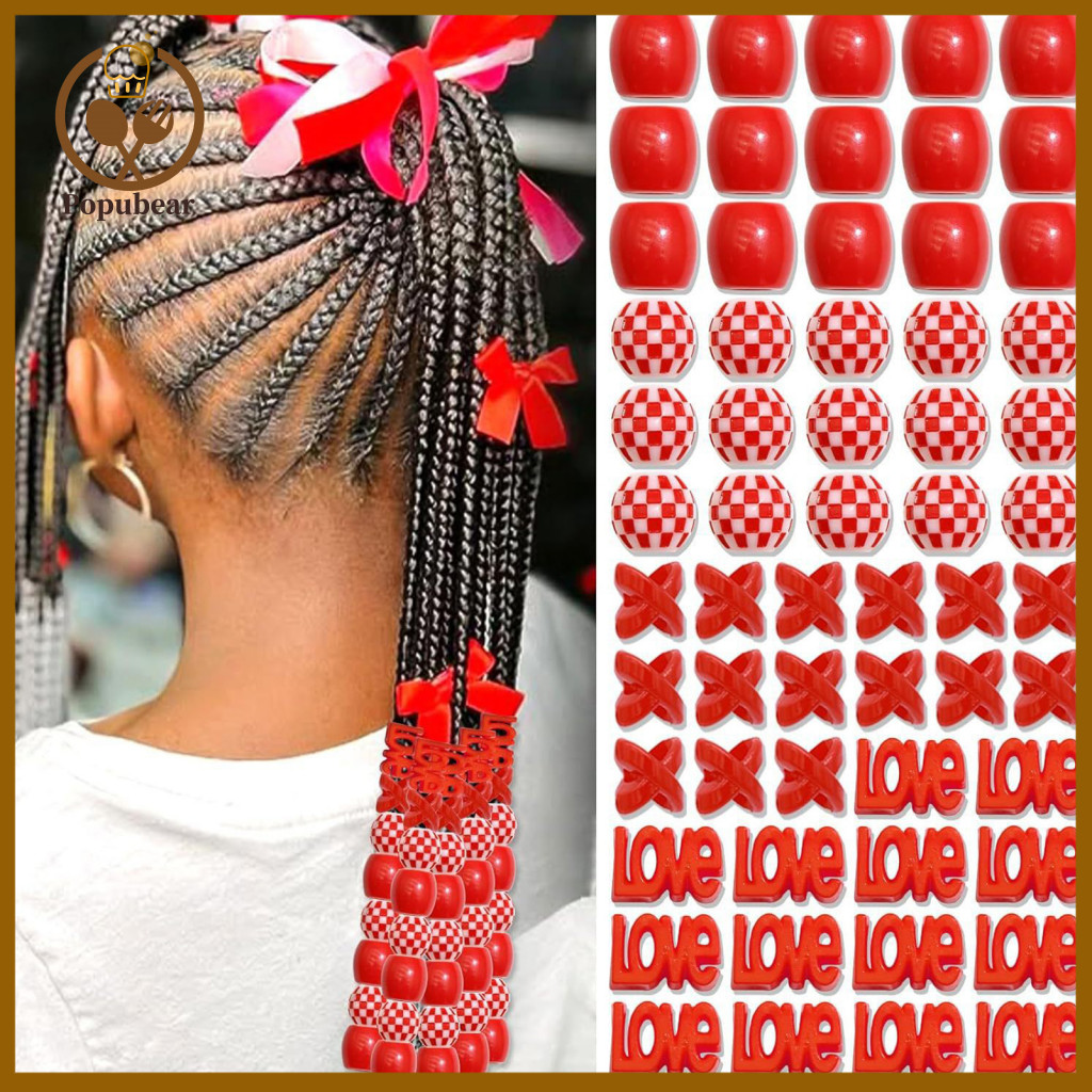 Braid Charms 60pcs Hair Beads for Braids Dreadlocks Heart Letter Shape Rings Hole Accessories for Thick Multi-strand Diy