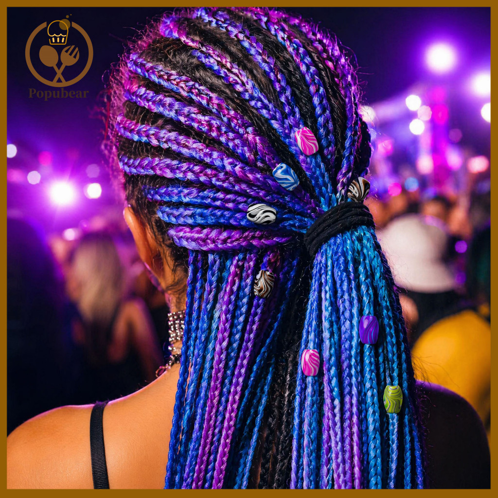 Dreadlock Hair Accessories 50pcs Acrylic Beads Water Ripple Mixed Colors Lightweight for Thick Braids Dreadlocks Multi-s