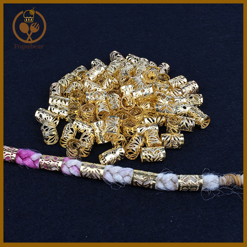 Dreadlock Hair Accessories Hollow Sun Pattern Beads 60pcs Rings Open Design Cuffs Electroplated Bright for Braids for Me