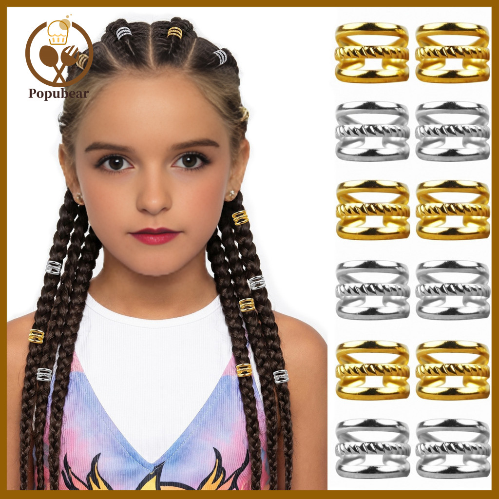 Dreadlock Hair Accessories Dual-purpose and Ear Accessory 100pcs Rings Lightweight Open Design Metal Braids Cuffs Hollow