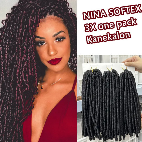Cabelo Nina Dreadlocks Macios para Crochet Braids 35cm 210g – Fibra Sintética Alta Temperatura Kanekalon Vivian DR04