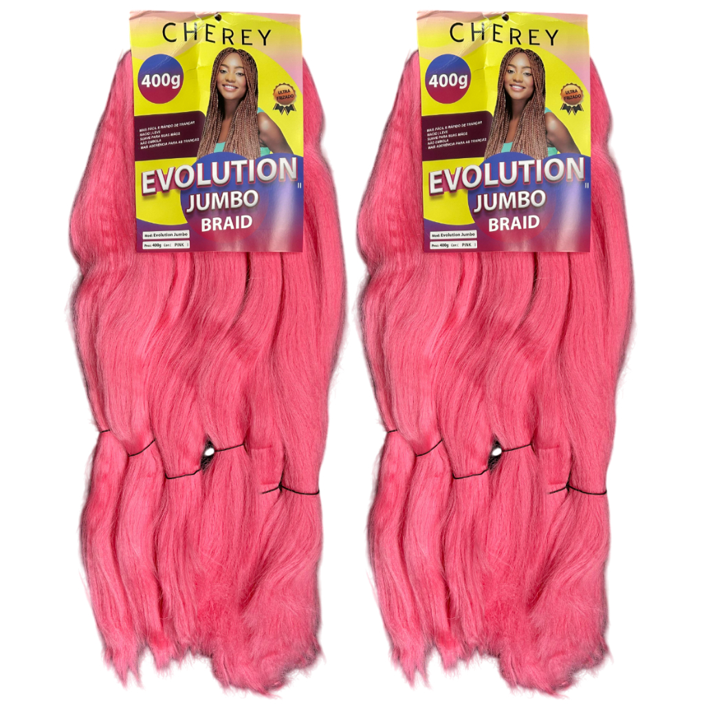 kit 2 Jumbos Cor Pink Para Trança Box Braids  Twist, Crochet, Dreadlocks,Tranças Nagô Super 800 Gramas