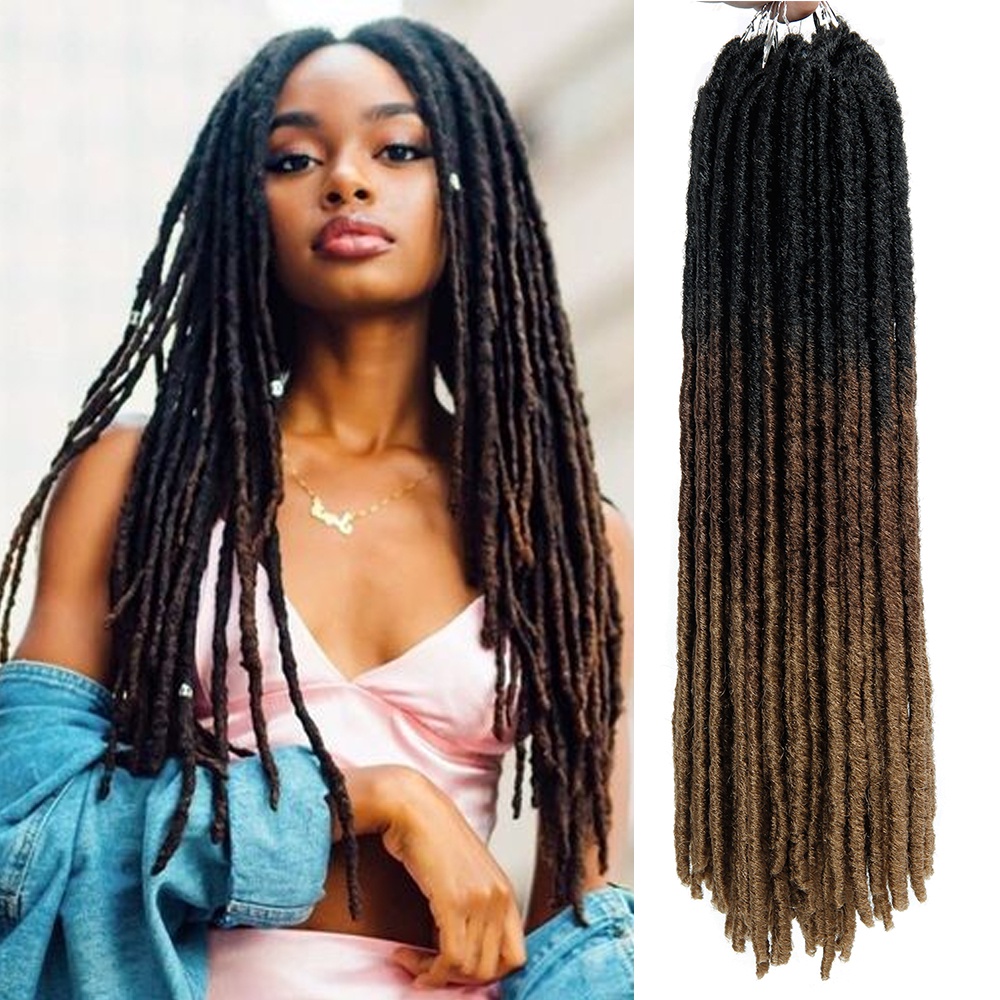 ombre crochet braid hair synthetic braiding hair extensions goddess straight faux locs 18inches soft dreads dreadlocks hair