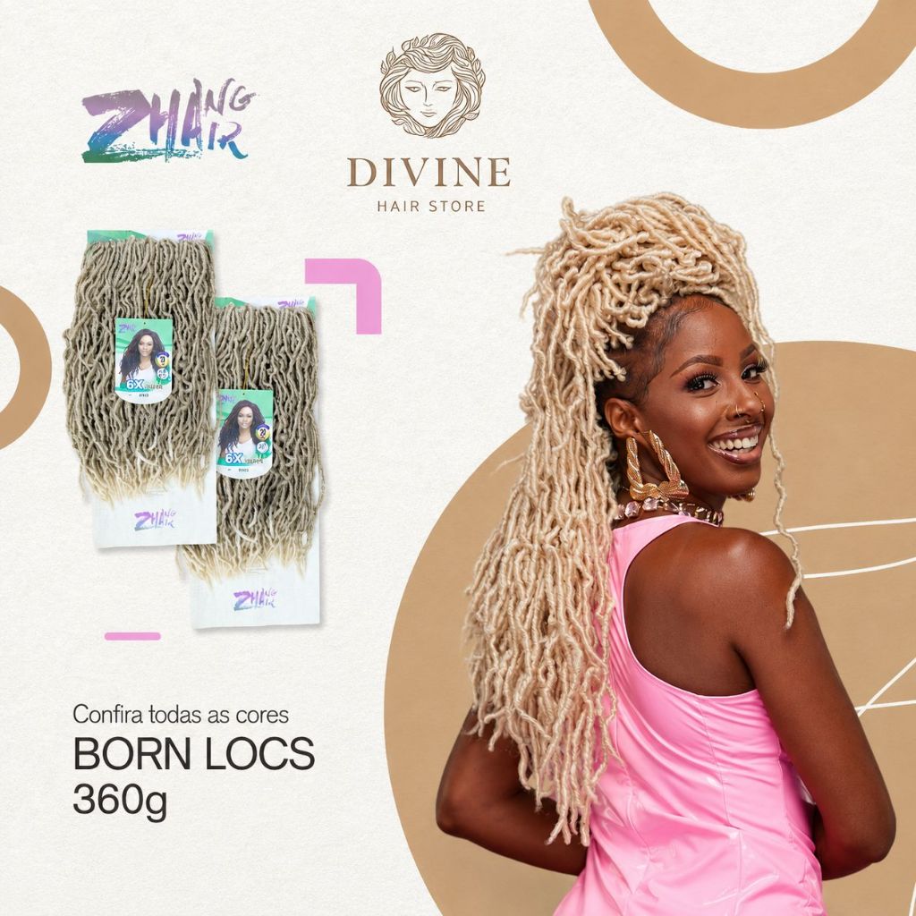 Cabelo Born Locs 6X 360g Crochet Braids Dreadlocks Sintético Alongamento Tranças Afro