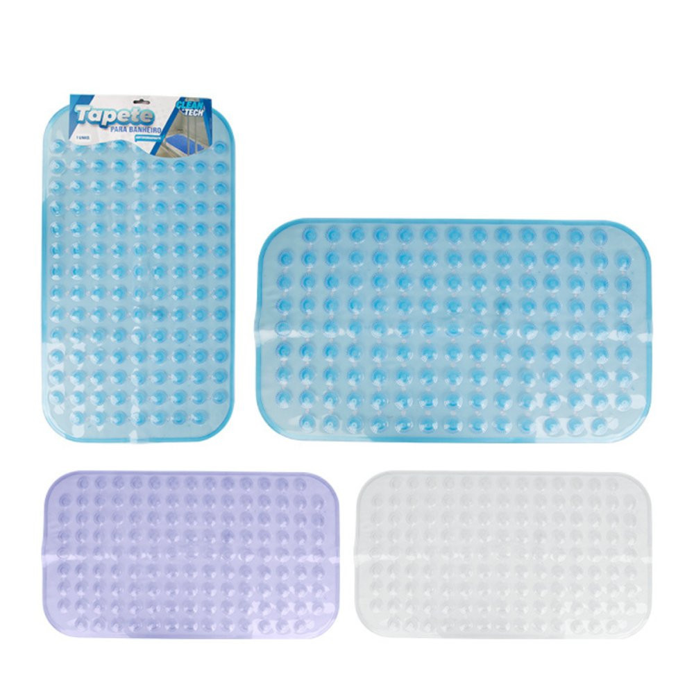 Tapete Banheiro Anti-derrapante Com Ventosas: Conforto e Segurança Cores Sortidas 36x66cm