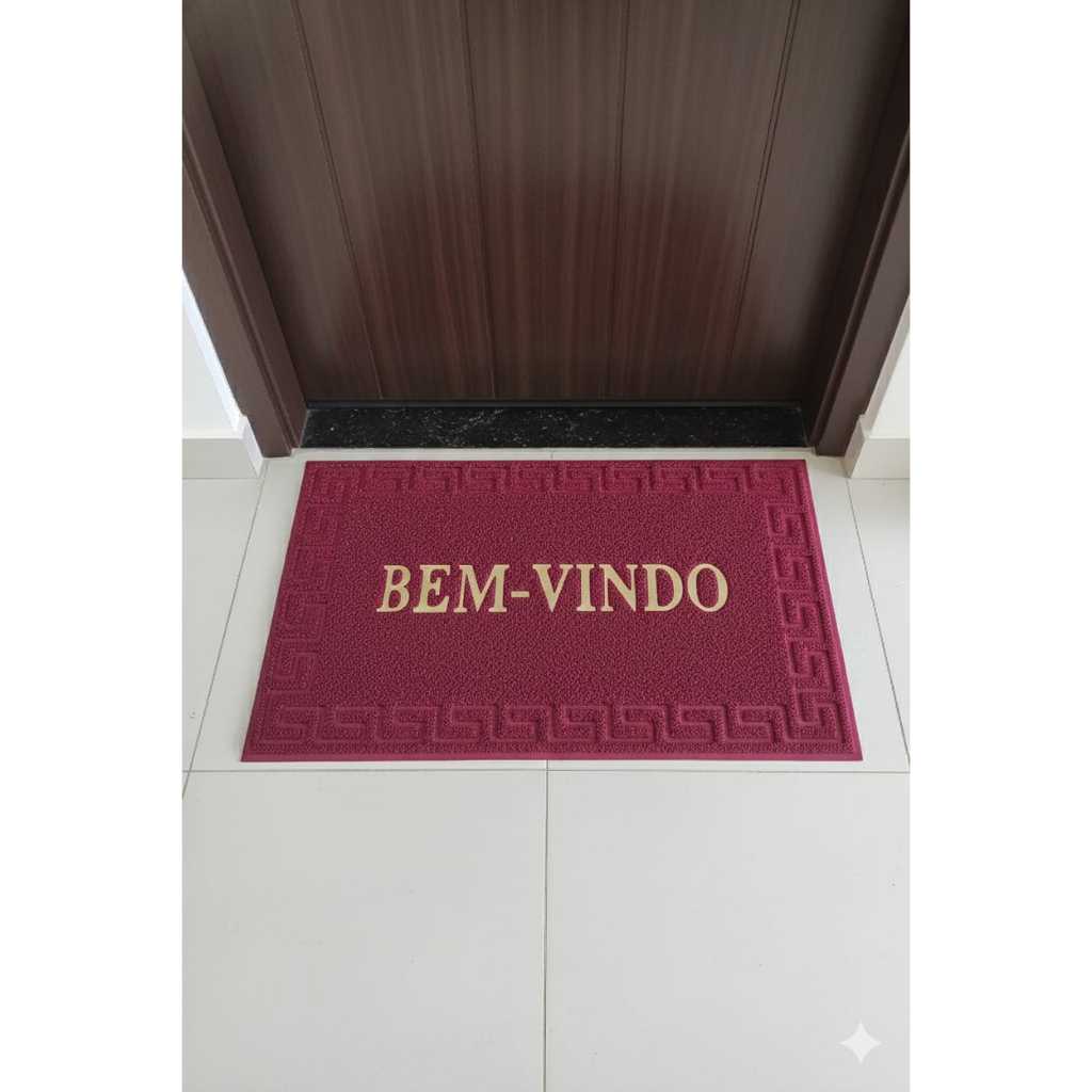 Kit 6 Tapete Capacho Bem Vindo Antiderrapante tamanho 40x60 cm Cores Sortidas Absorvente Secagem Rápida