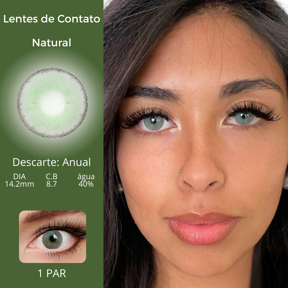 (1 par) Lentes de Contato Yukon R Green Verde Natural Anual
