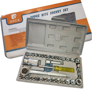 Conjunto Chave Catraca Reversível  + Kit Socket 40 Peças C/Maleta Ferramenta Alta Qualidade