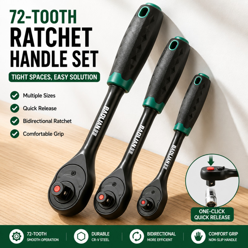 Bi-Directional Ratchet Socket Wrench, High Torque 72T Ferramenta manual de giro rápido para reparo automático