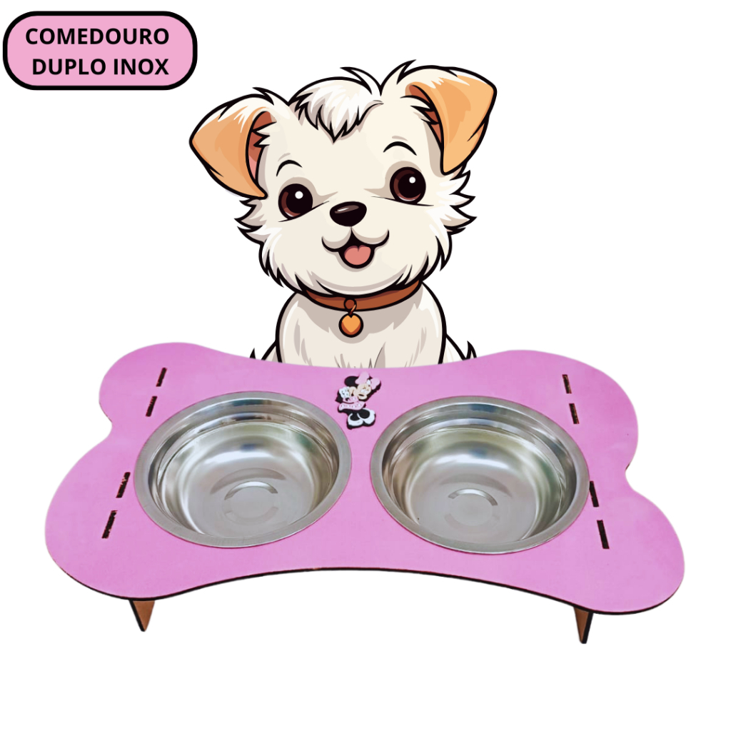 comedouro e bebedouro pet cachorro e gato elevado alto colorido com 2 pote de ração 300ml cada
